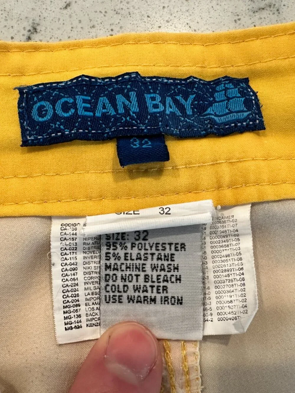 Ocean Bay Board Shorts Men’s Size M yellow and black with white stripes